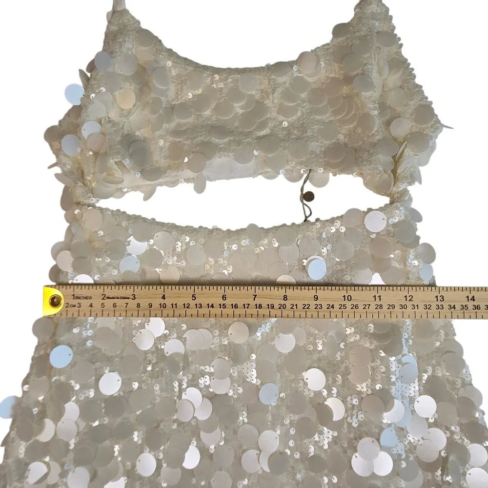 Meshki White Sequin Mini Dress with Cutout - Picture 11 of 14